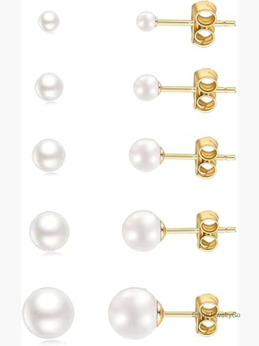 5 Pairs 14K Gold Filled Cubic Zirconia Stud Earrings Set Hypoallergenic